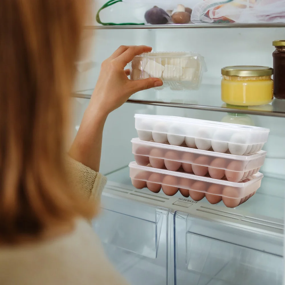 

2Pcs Grids Eggs Trays Eggs Storage Boxes Eggs Holders (Transparent)