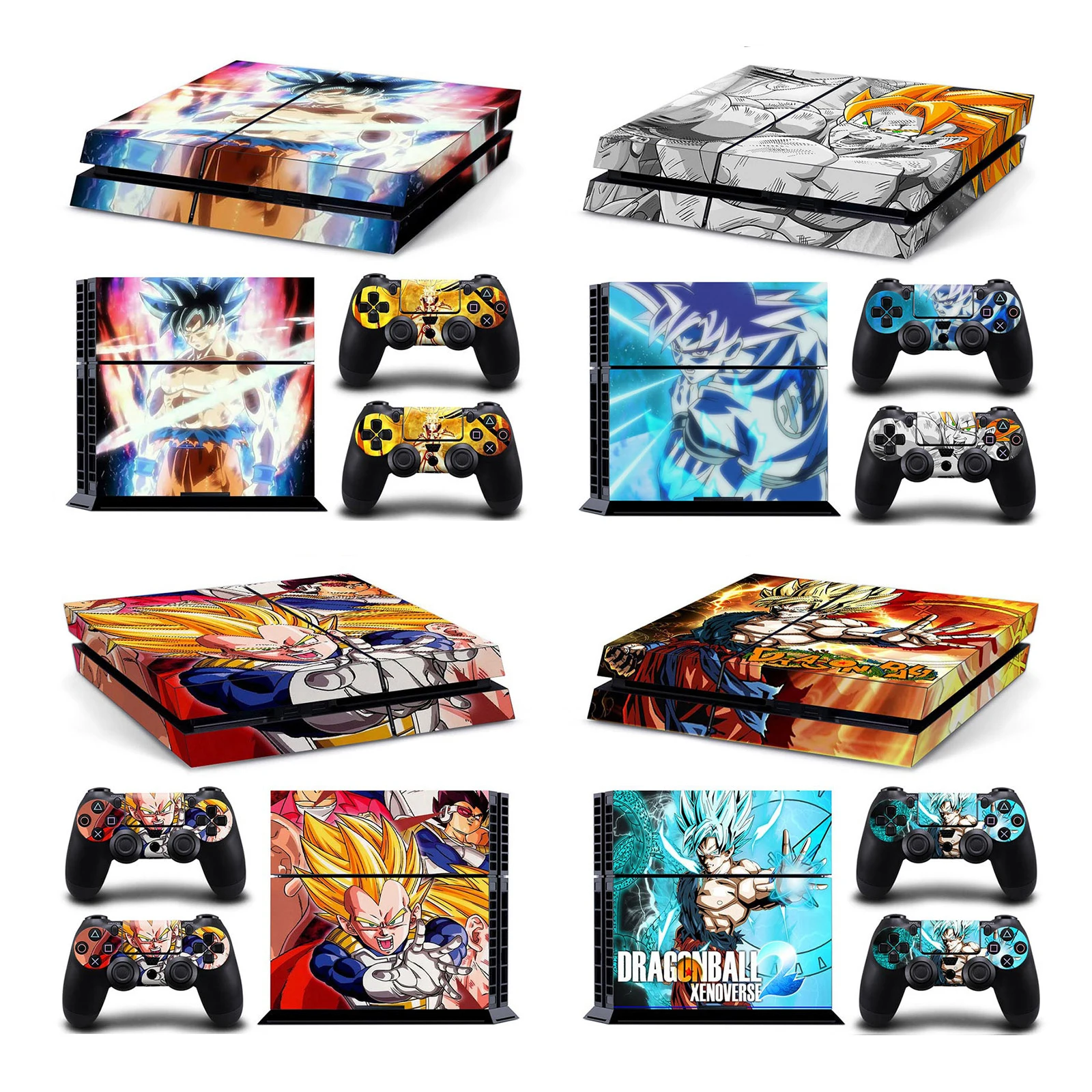 

Anime Goku Vegeta Sticker Cover Protector Skin For PlayStation 4 Console & 2PCS Controller Skin Decal For PS4