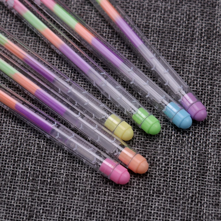 

4PCS/lot Rainbow Color Gel Pen 6 In 1 Color Pens DIY Album Photo Decoration Highlighter Marker Pen Office Supplies