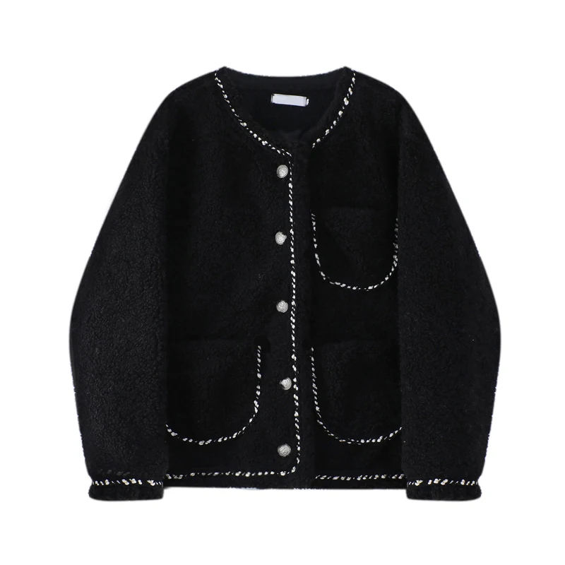 MOLAN Lamb Wool Woman Jacket Oversize 2022 New Warm Long Sleeve Lapel Winter Jacket Coat Loose Thick Female Chic Outwear