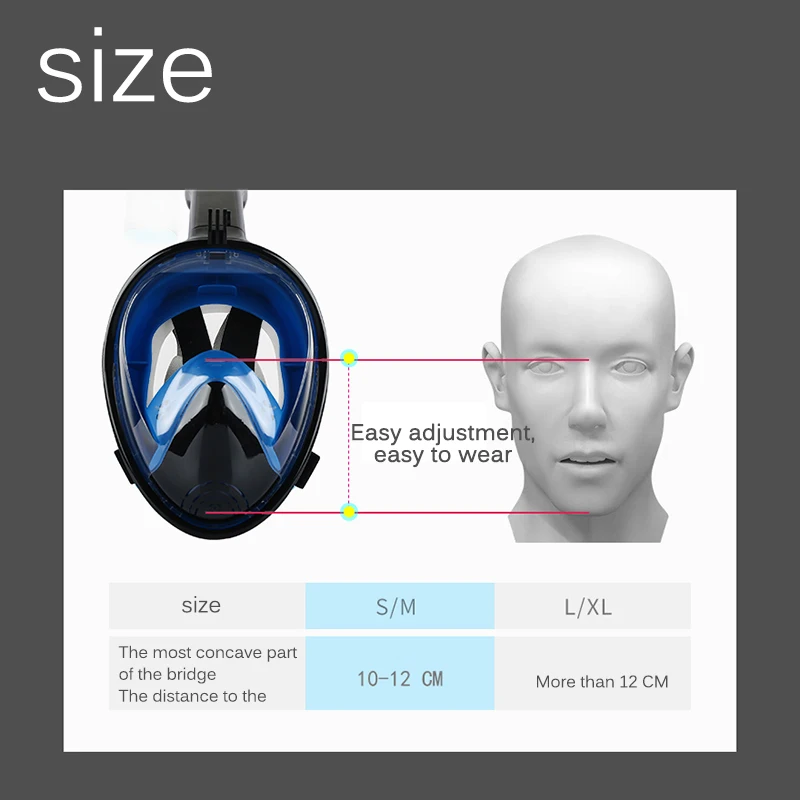 Маска для лица подводного плавания Scuba Водонепроницаемое противозапотевающее