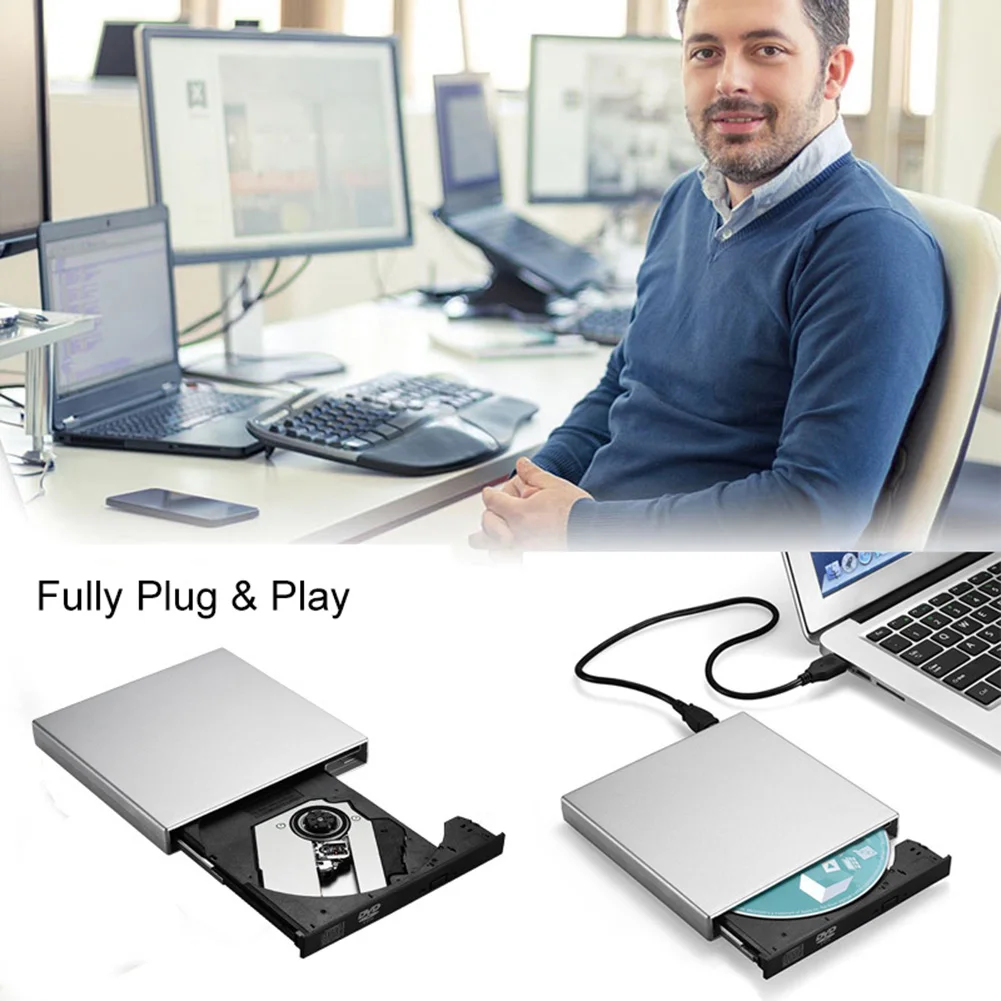 USB 2 0 Внешний комбинированный DVD/CD RW привод CD/DVD ROM CD 24X рекордер плеер оптический
