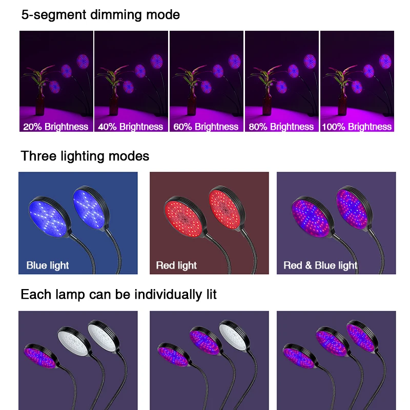 Фитолампа светодиодная полного спектра 5 в постоянного тока USB 15 Вт 30 45 60 с