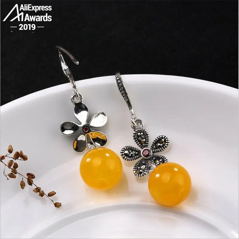 Серьги из серебра 925 пробы с искусственным драгоценным камнем | Украшения и