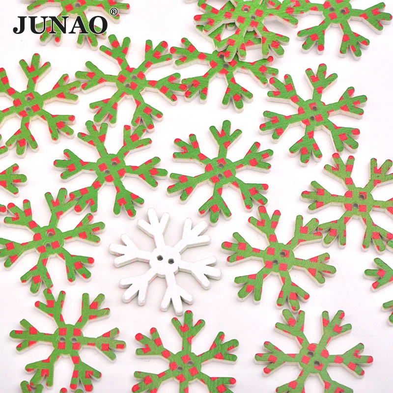 

JUNAO 20pc 25mm Mixed Color Wooden Christmas Decoration for Home Xmas Hanging Ornaments Kids Gifts New Year Decorations