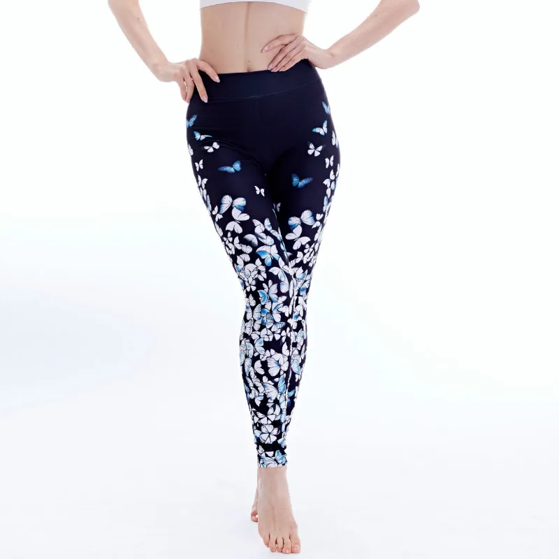 Kezrea женские модные леггинсы с цифровым принтом бабочки 2019 осенние Стрейчевые