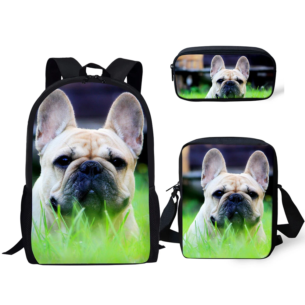 HaoYun Kids Primary Backpack Little Bulldogs Pattern School Book Bags Kawaii Animal Designer 3PC/Set Students School Bags
