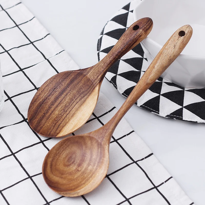 Ложка для супа из натурального дерева в японском стиле Антискользящая ложка риса