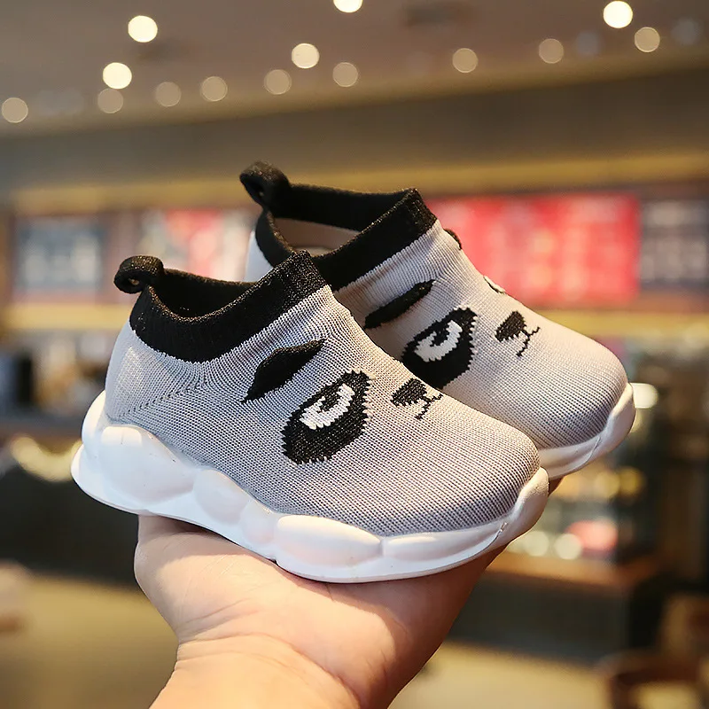 

Spring Girls Boys Casual Shoes Cartoon Children Knitted Shoes Student Mesh Sneaker Breathable Soft Bottom Non-slip Kids Shoes