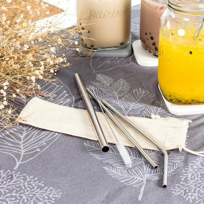 New 4pcs/set Stainless Steel Drinking Straws Reusable Metal Dishwasher | Дом и сад