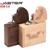 jaster usb 3 0 free custom logo walnut wooden heart gift box usb flash drive usb creative pendrive 8gb 16gb 32gb 64gb