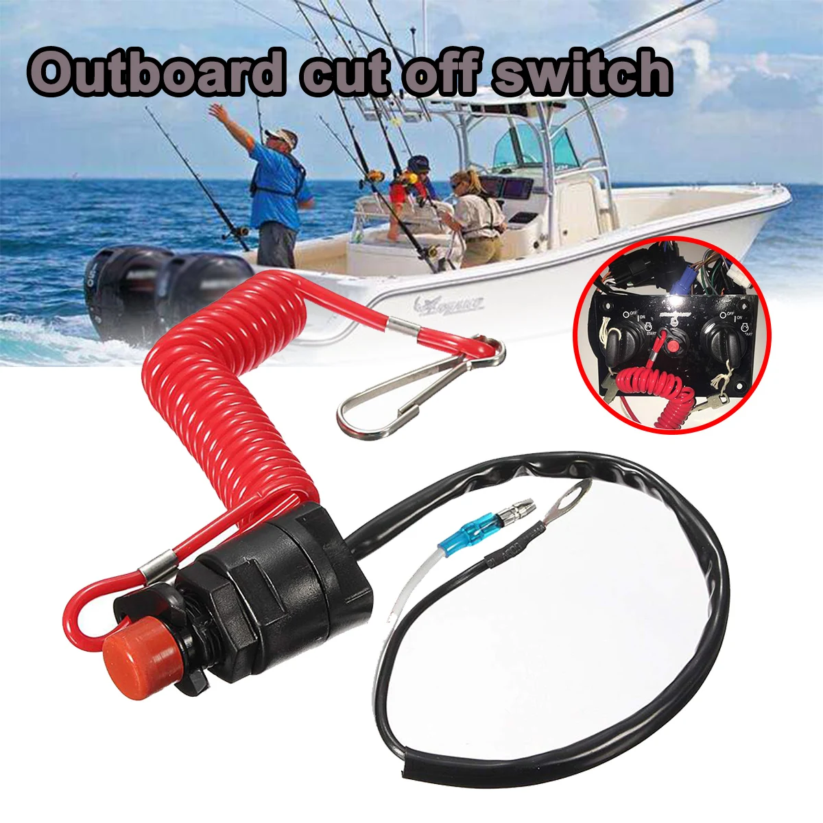 

Boat Motor Kill Stop Outboard stop Kill Switch Cut off Switches Switch & Safety Tether Lanyard Plastic for Yamaha /Tohatsu