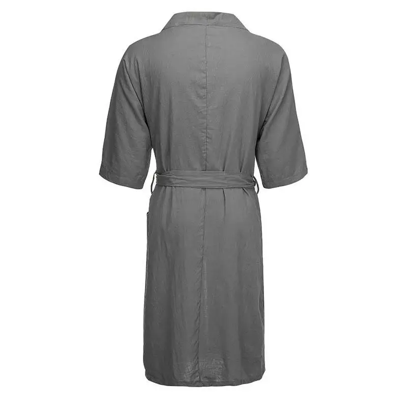 

Mens Lace Up Wrap Bathrobe Pajamas Kimono Beach Bath Robe Dress Gown Loungewear