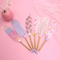 hot multi color feather body gel pen teachers day gift metal simple quality pen office stationery beautiful birthday gift