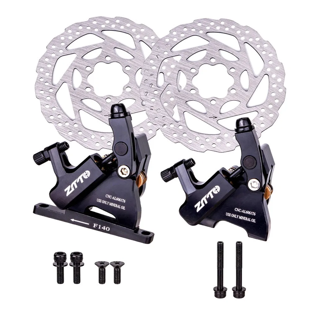 

Bike Mechanical Hydraulic Disc Brake Front Rear Caliper 140mm Rotors Bicycle Oil Pressure Disc Brake Set