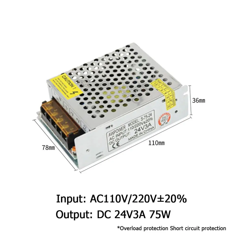 

Power Supply Transformer AC to DC 12V 24V LED Light Power Adapter