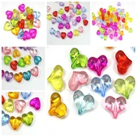 craft diy mixed colour transparent acrylic smooth heart beads charms
