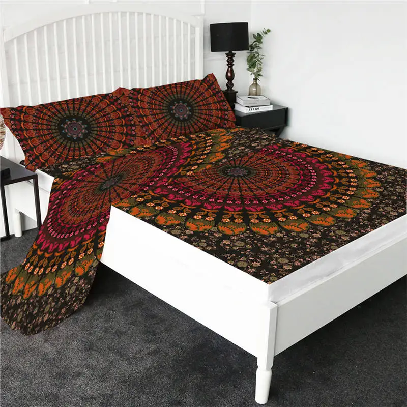Mandala 1 BeddingOutlet простыня с мультяшными котами, цветная простыня с единорогом, плоский лист с наволочкой, постельные принадлежности, 4 шт., наматрасник - Цвет: Mandala 1