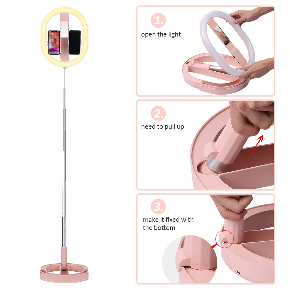 

Dimmable LED Selfie Ring Light with Tripod USB Selfie Light Ring Lamp Big Photography Ringlight with Stand for Cell Phone Studio