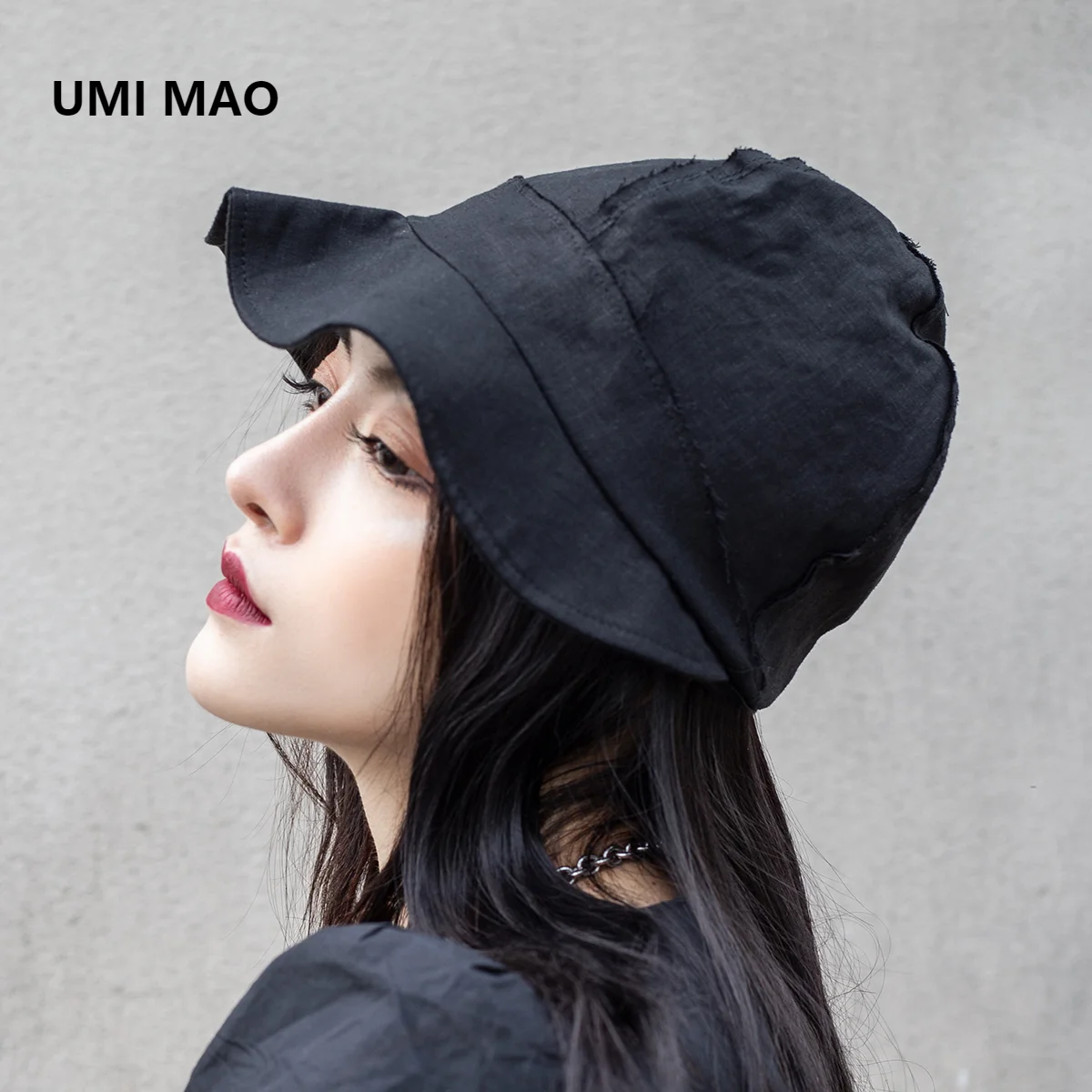 

UMI MAO Summer Linen YS Wind Cutting Simple Newsboy Fisherman Basin Hat Harajuku Y2K