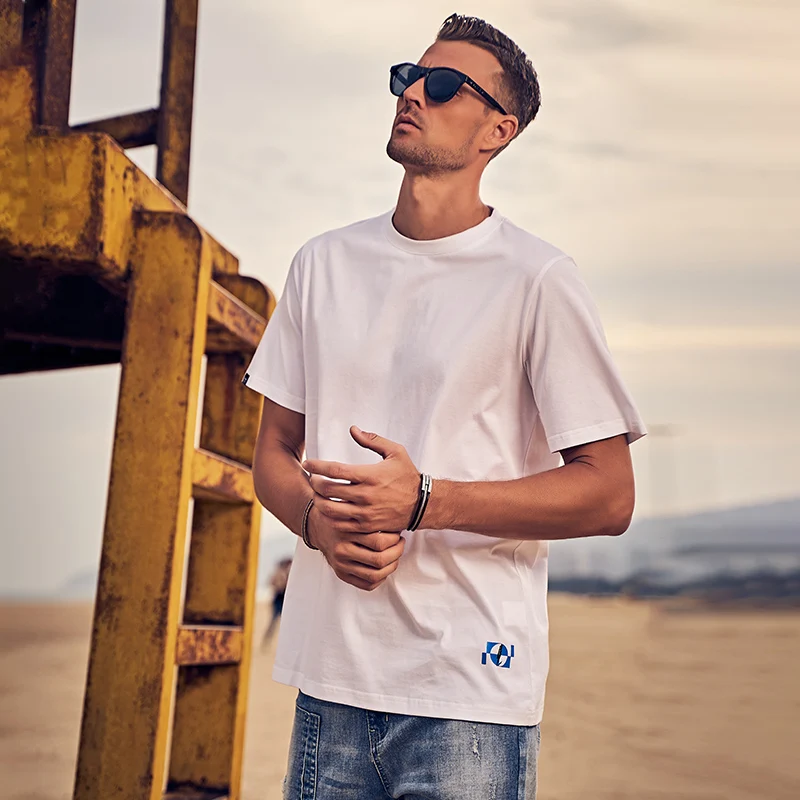 Enjeolon new summer mens Casual 100% Cotton T shirt fashion Letters Print Short sleeved T7490 | Мужская одежда