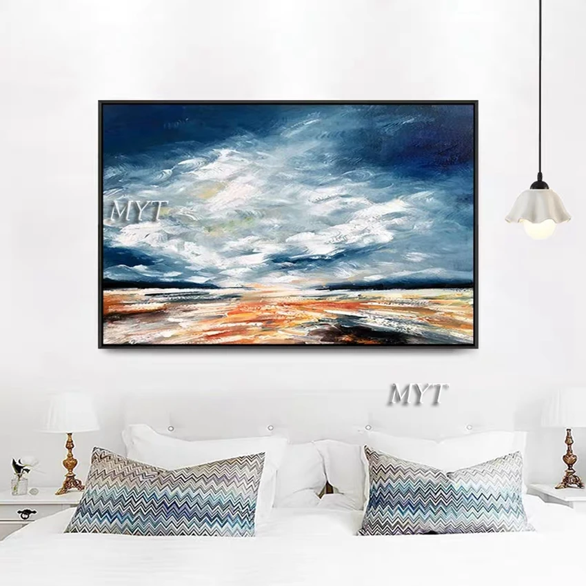 

Blue Sky Clouds Natural Scenery Wall Picture Art Hand-painted New Arrival Abstract Oil Painting Unframed Canvas Wall Artwork