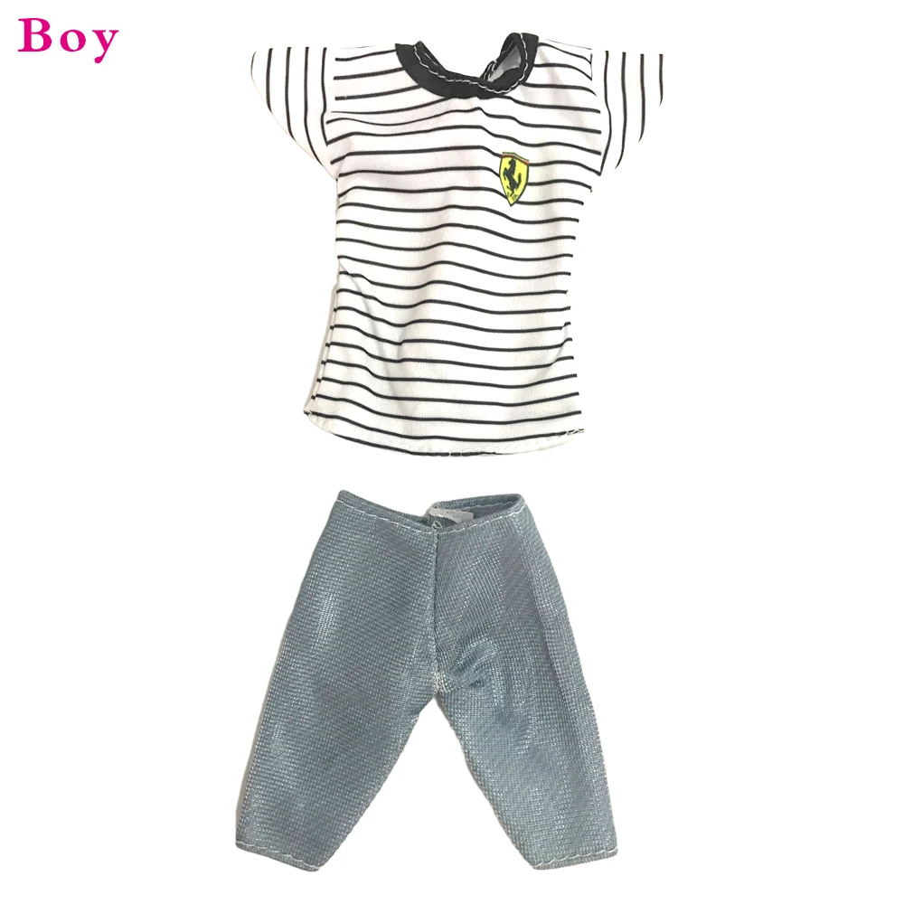 Футболка в черно-белую полоску и шорты из джинсовой ткани 1 шт. | Игрушки хобби
