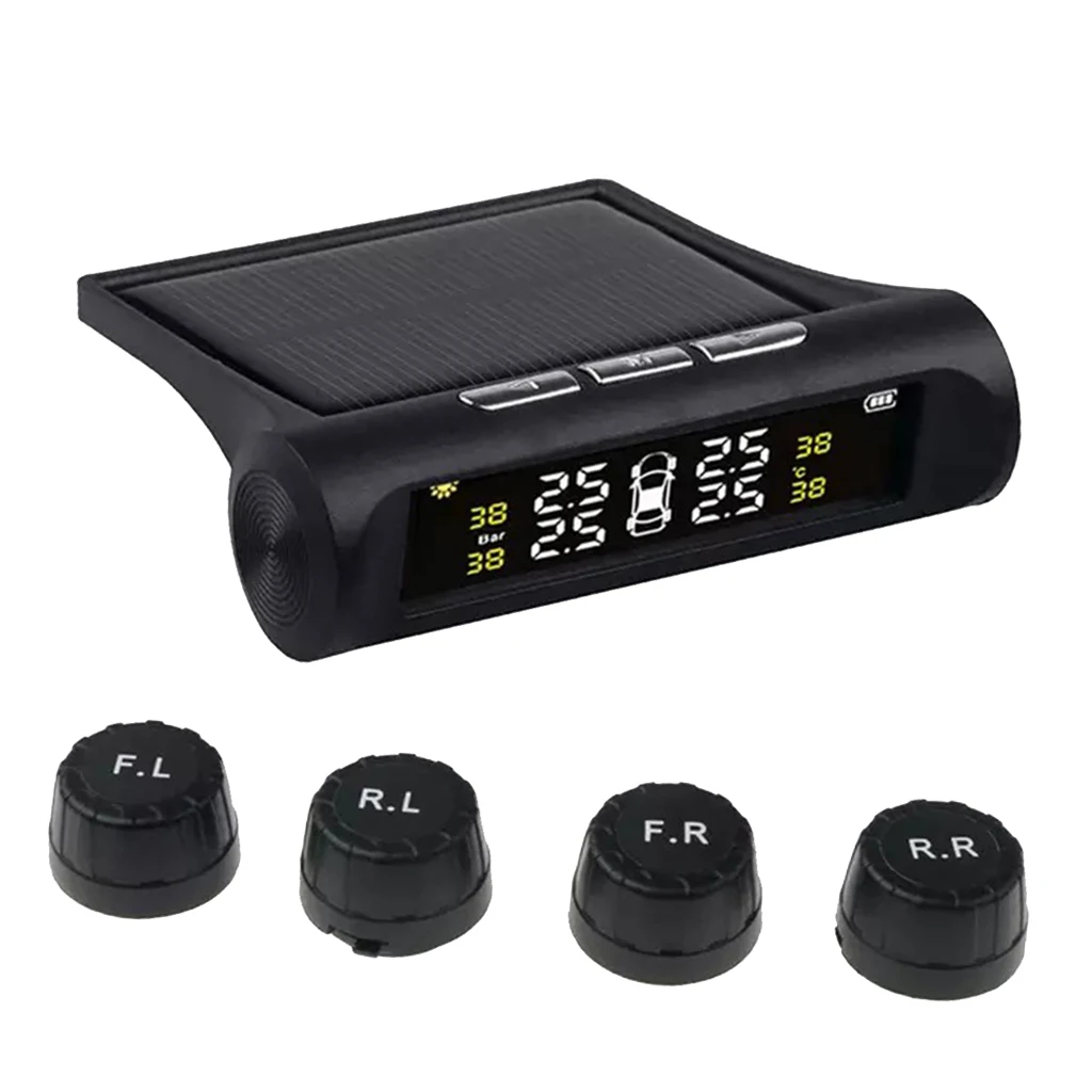 

RV Car TPMS Tire Pressure Alarm Monitor System Solar Powered External Built-in Sensor Temperature Alert Auto Security Alarm Syst