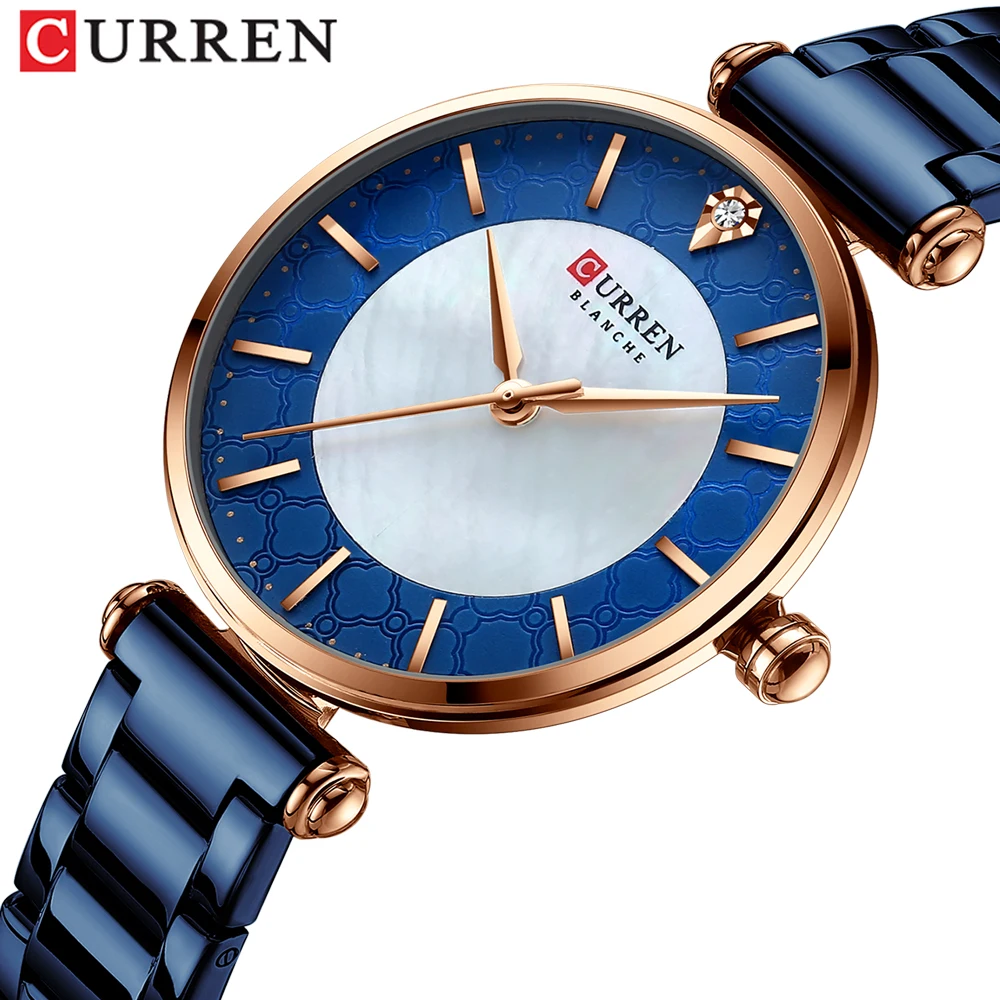 

Fashion Watches For Women Luxury Brand CURREN Thin Women's Quartz Watch Female Clock Blue Stainless Steel Ladies Wristwatch XFCS