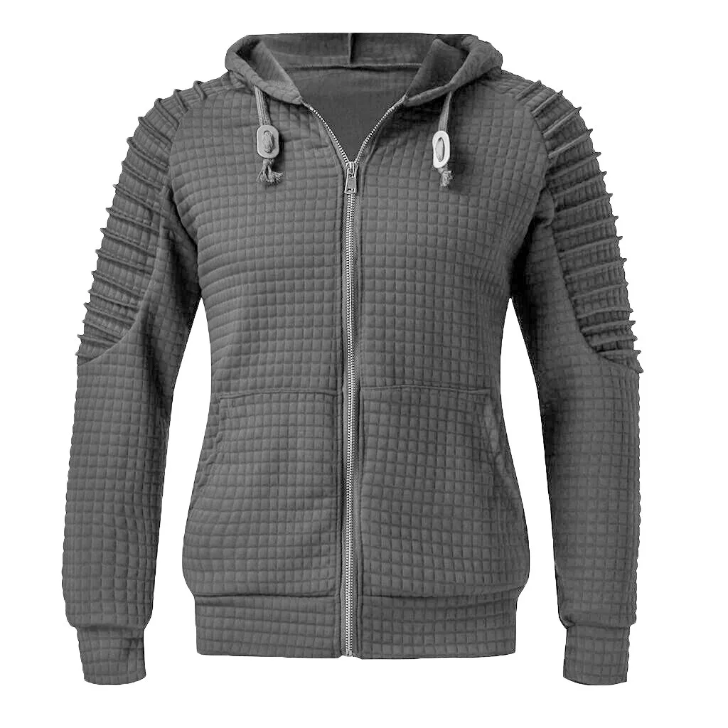 Мужской простой теплый пуловер с длинными рукавами капюшоном Повседневная