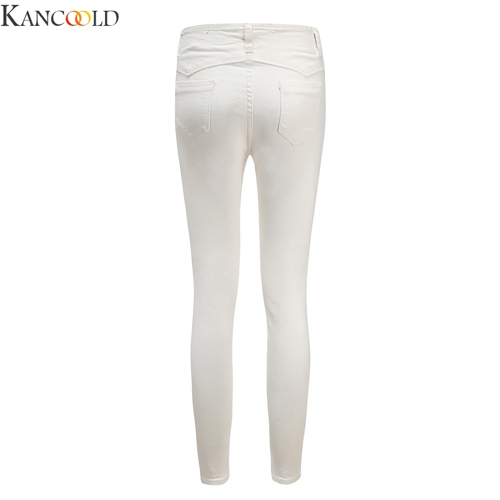 KANCOOLD Women White High-Waist Pocket Button Pencil-Trouser Casual Denim Pants Skinny Trousers Ladies Loose New Arrival |