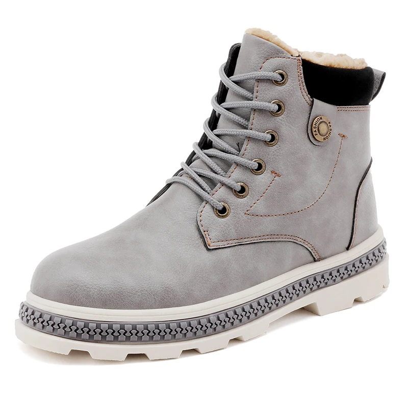 Высококачественные зимние новые кожаные ботильоны мужские ботинки в байкерском