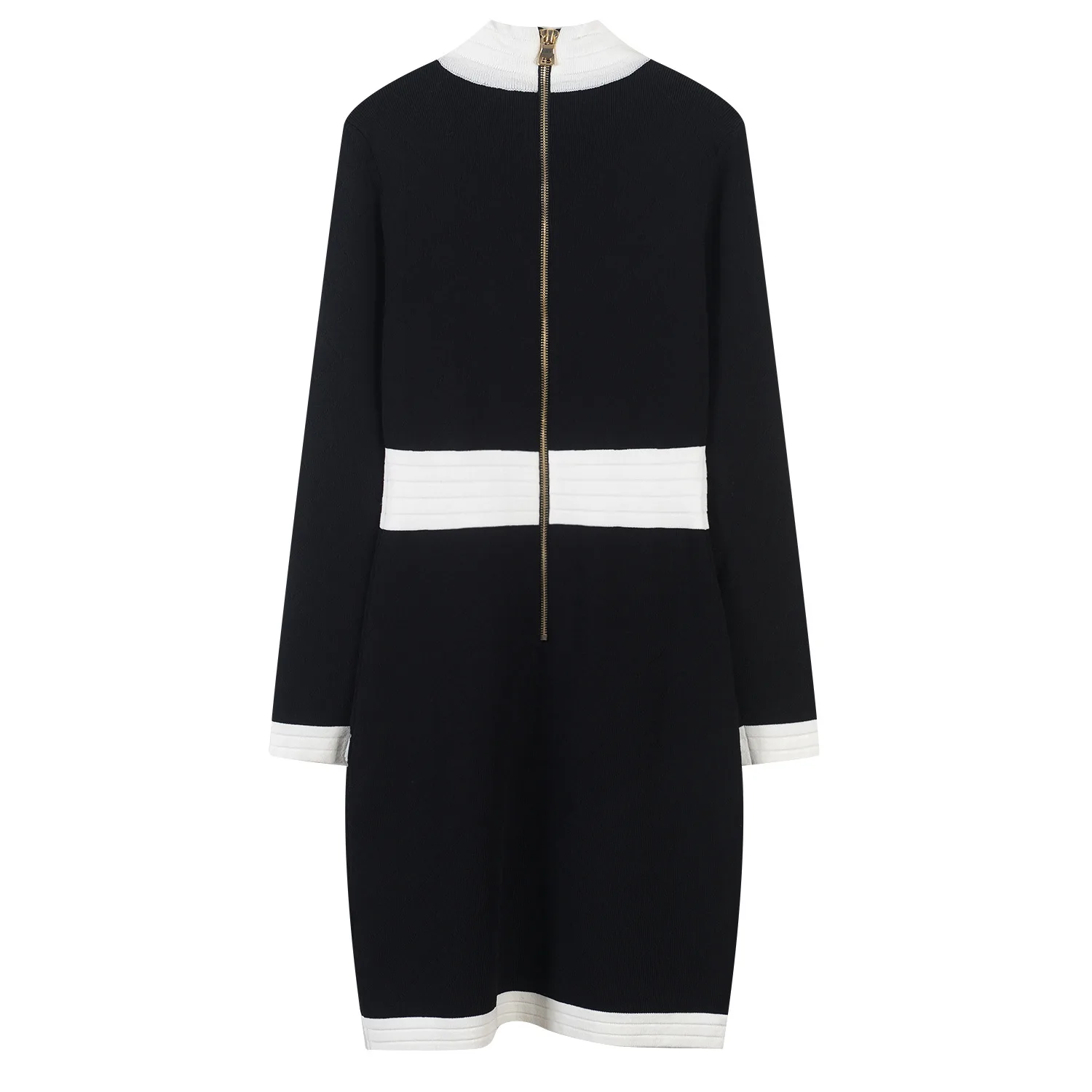 

ENGAGEMENT Zaraing Za 2021 Autumn Waist Slimming Temperament Metal Buckle Long Sleeve Half High Collar Bag Hip Skirt