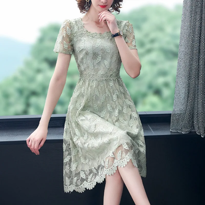 Зеленое кружевное платье для женщин 2020 новая женская мода светильник В