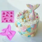 3 шт.лот одеяло хвост русалки силиконовая форма для выпечки в форме цветка морской серии торт жидкости Fondant (сахарная) формы раковину для Западной едаы, украшение торта прессформы