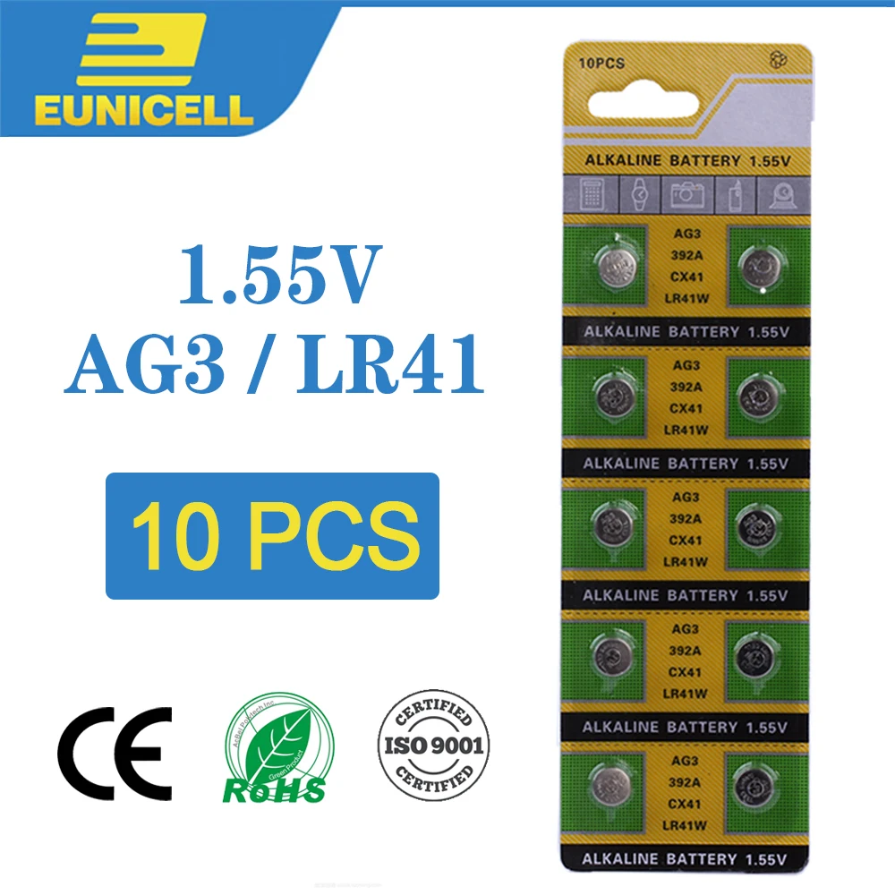 10 шт. щелочные батарейки AG3 LR41 1 55 SR41 392 L736 192 SR41SW CX41 AG 3|Часовые батарейки| |