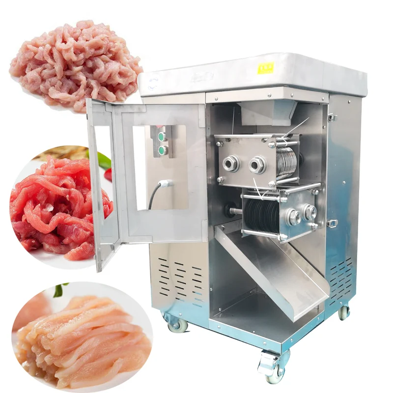 Dual Motors Commercial Meat Strip Machine Stainless Steel Meat Slicer Shredded diced Mince Machine Meat Cutter Machine