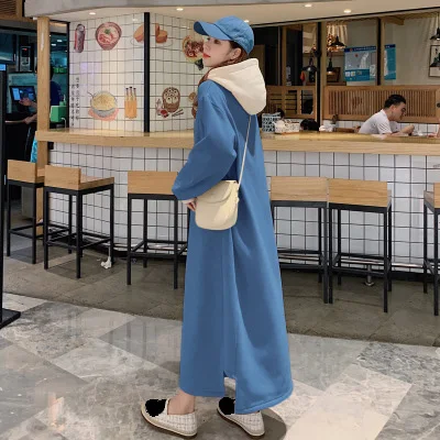 

Autumn Winter Plus Velvet Thicken Long Sleeve Hoodie Pullover Y2k Casual Korean Style Loose Ankle-length Sweatshirts Felpe Donna