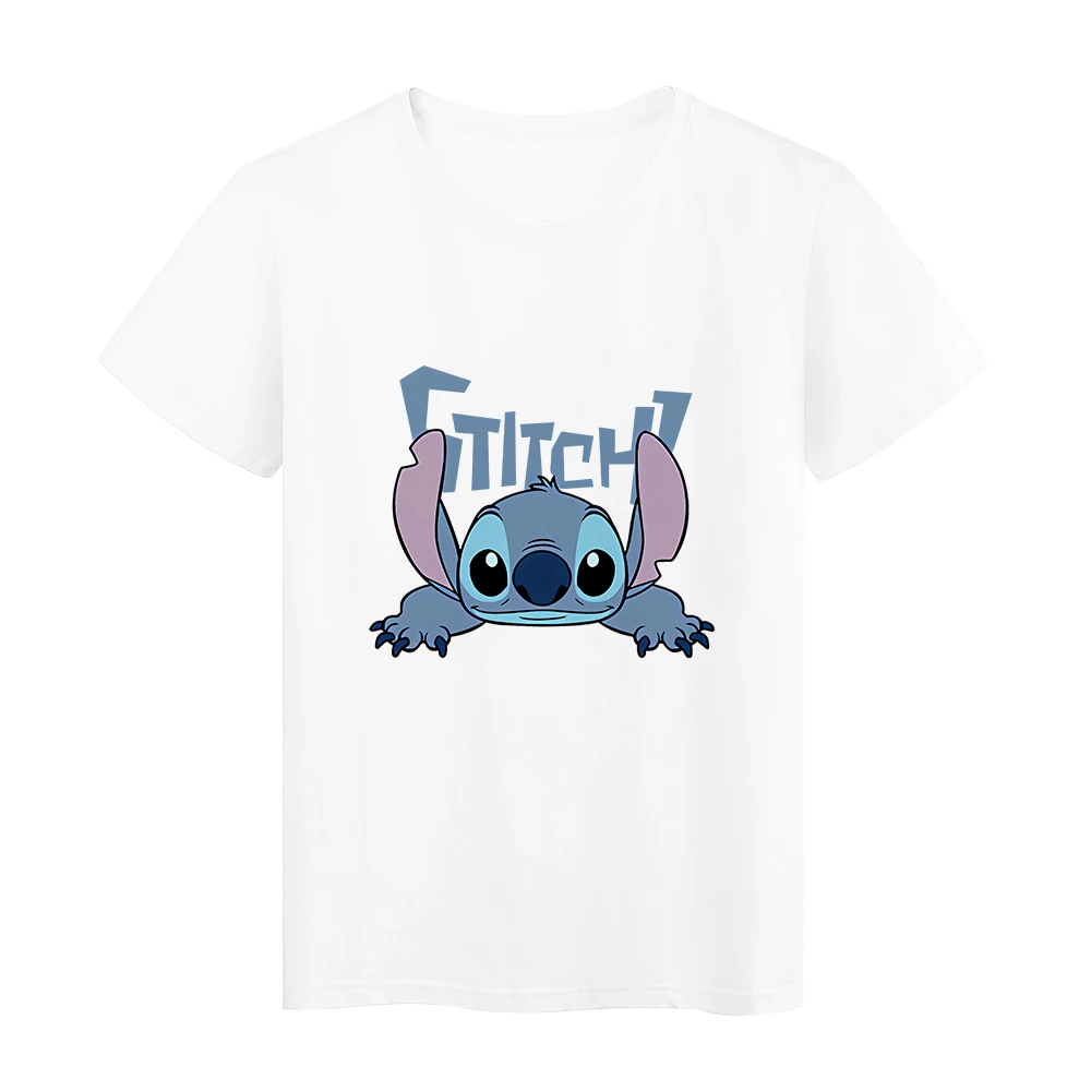 

Disney Ulzzang Stitch Ohana T-shirt Korean Trend Cute Women Short Sleeve shirt White Ropa Aesthetic Tee shirt Y2k Kpop Clothes