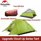 Палатка Naturehike Cloud Up туристическая Ультралегкая, силиконовый тент для отдыха на открытом воздухе, на 1, 2, 3 человек, 20D, с свободным ковриком