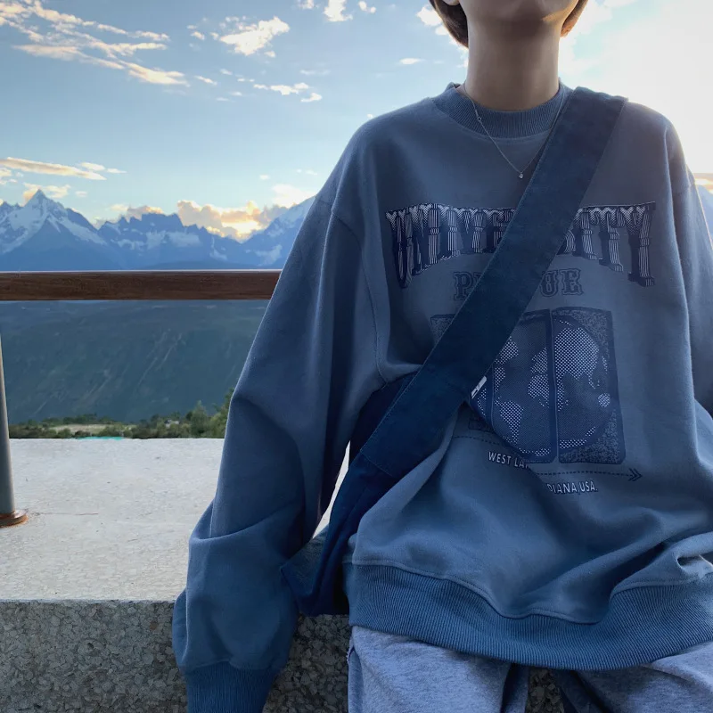 

Cool Oversized Hoodies Women Printed Chic Harajuku women's tops clothes Streetwear Loose Casual Pullover O-Neck Korean style