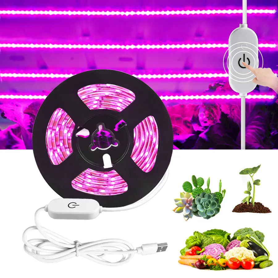 DC 5 в USB светодиодный светильник для выращивания полоса полный спектр сенсорный