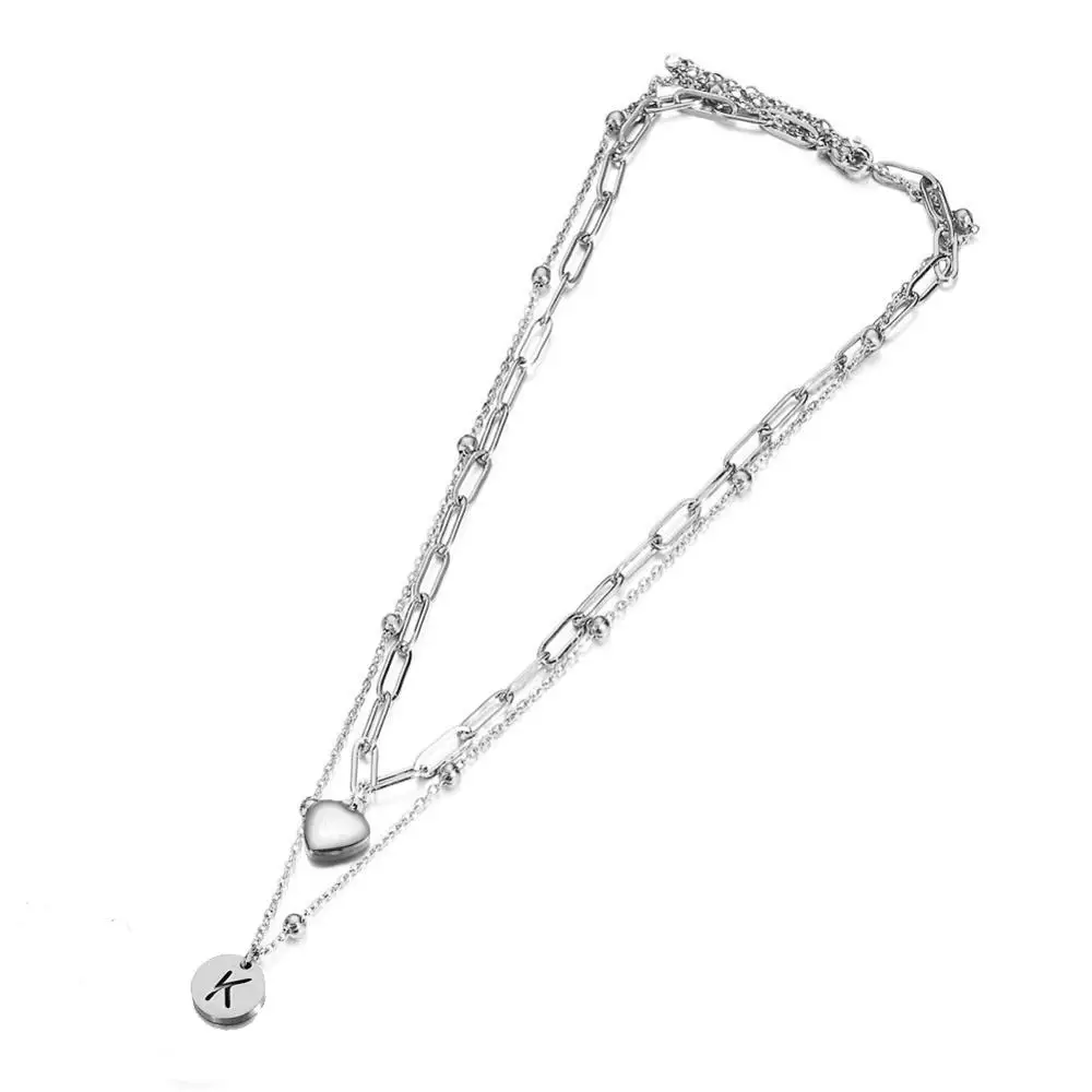 Цепочка с подвеской Алфавит Женская ожерелье из нержавеющей стали кулоном в