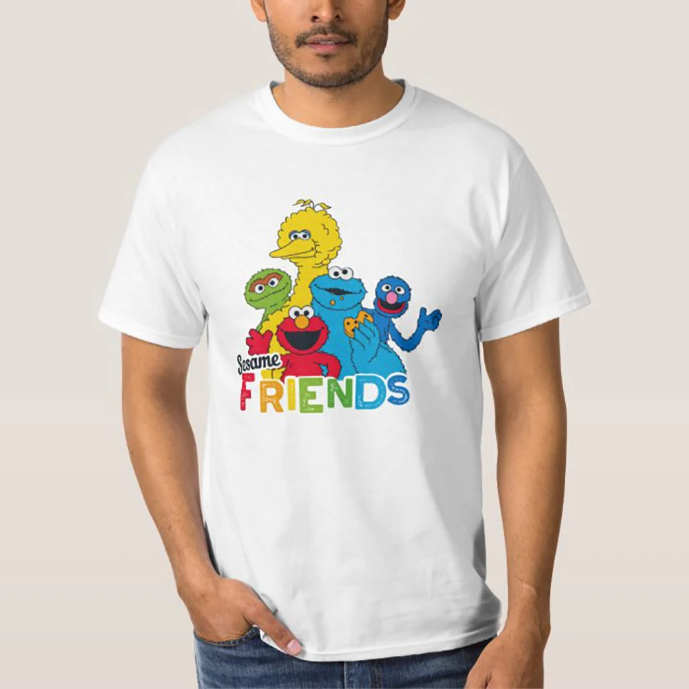 

Street Sesame Sesame Friends 2021new arrival cute Men T Shirts Fashion Tees Short Sleeve O Neck T-Shirts Cotton Unique wide