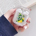 С лимонным узором наушники чехол для Apple AirPods 1 2 мягкий прозрачный чехол из материала TPU для Аксессуары для Airpods