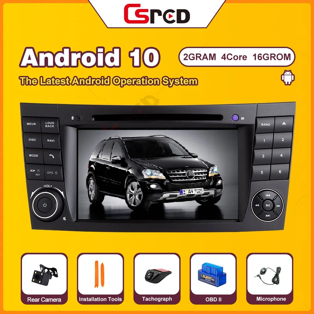 Csred Android 10 Авто Радио стерео для Mercedes Benz E класса W211 CLS G GLK W219 W463 W209 GPS навигация
