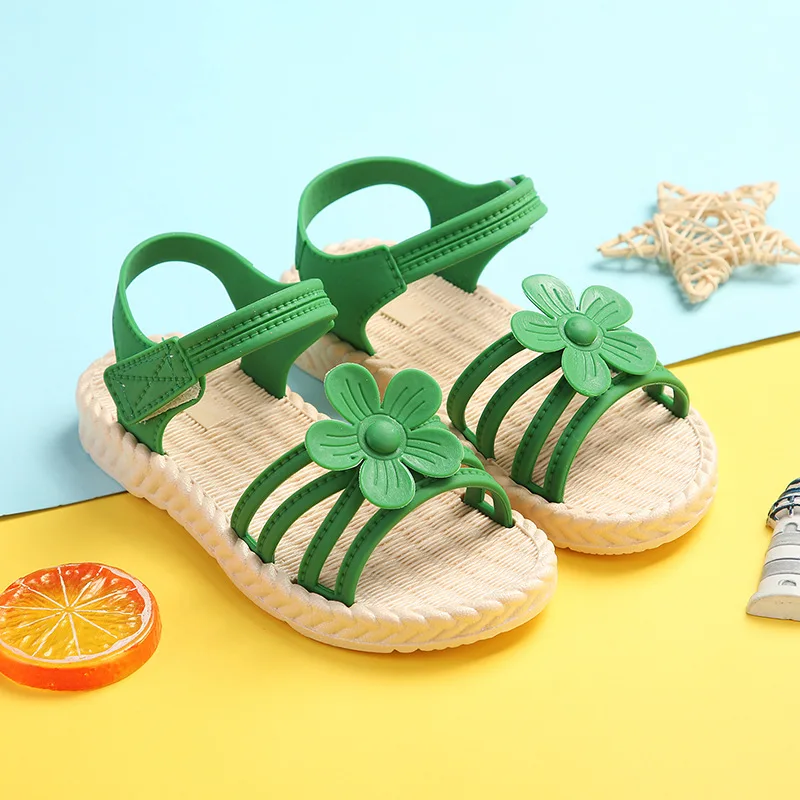 Летние детские сандалии новинка Детская Цветочная мягкая подошва для маленьких