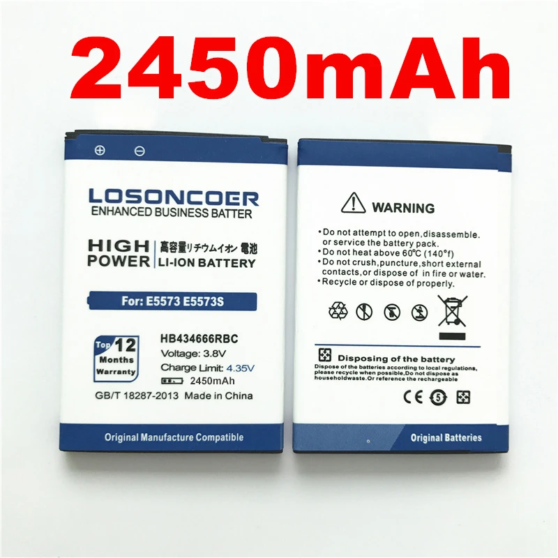 LOSONCOER 2450 мА/ч, HB434666RBC телефон Батарея для huawei E5573 E5573S E5573S-32 E5573S-320 E5573S-606 E5573S-806