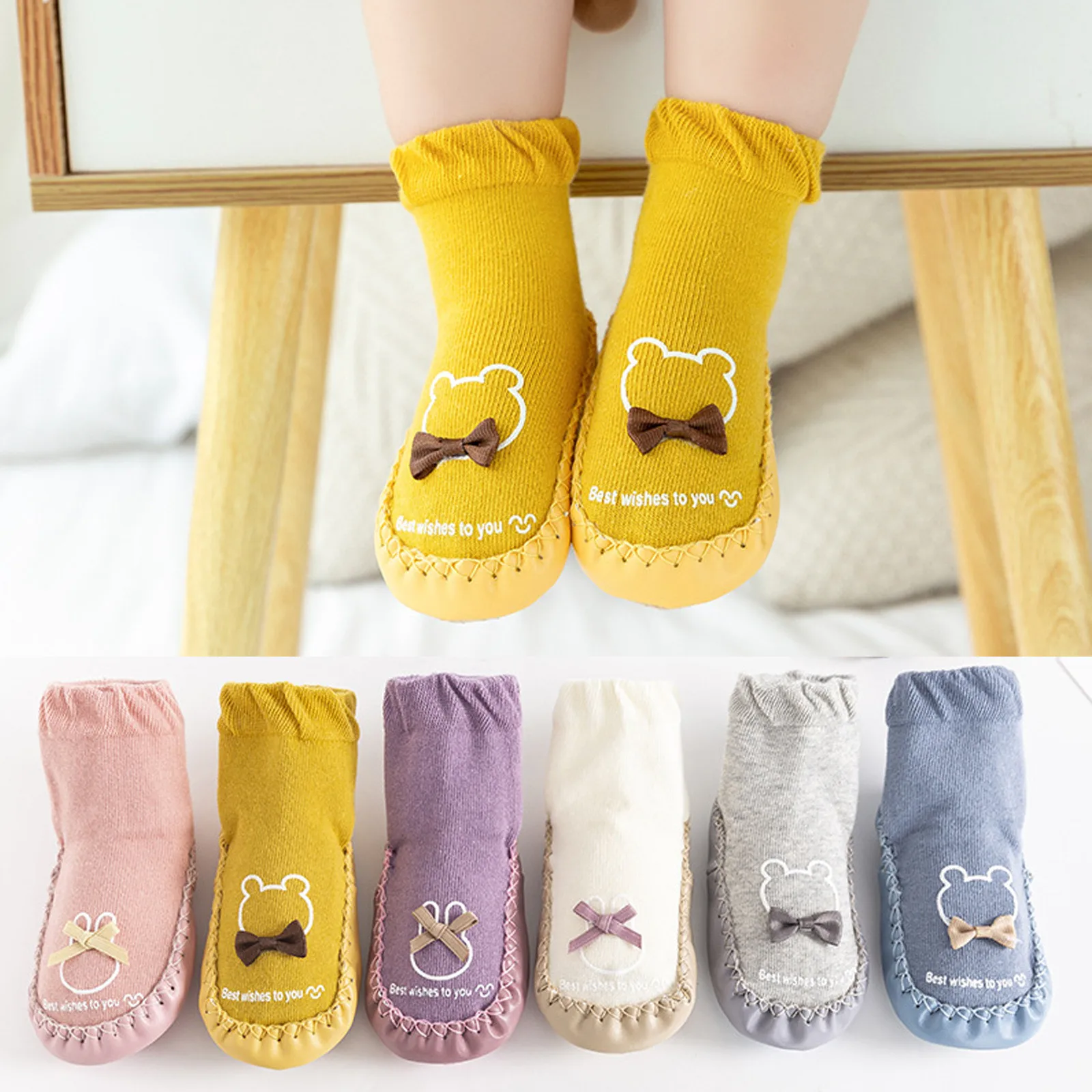 

Нескользящие носки-тапочки для начинающих ходить малышей, детей, новорожденных, Мультяшные, для новорожденных девочек и мальчиков, обувь, с...