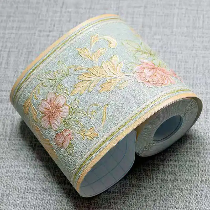 green flower DIY Emboss стикер на стену s виниловый водонепроницаемый домашний декор самоклеющиеся обои для ног линия талии стикер украшения кухни - Цвет: green flower
